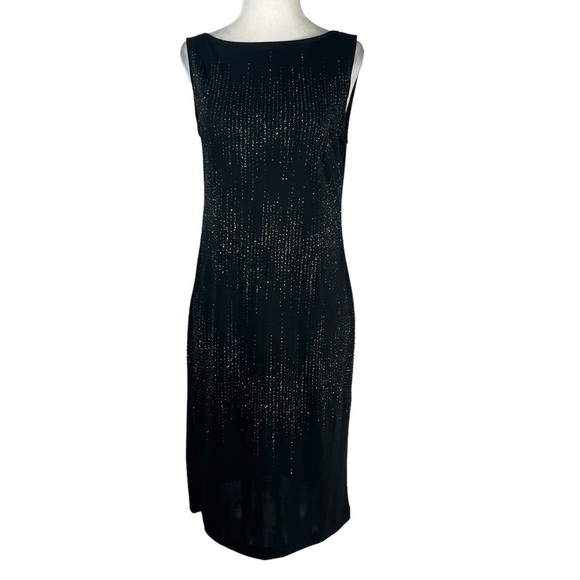 CLASSICS‎ BY CAROL ANDERSON EVENING/COCKTAIL  SHEATH BLACK GLITTERY PETITE DRESS - Picture 1 of 15